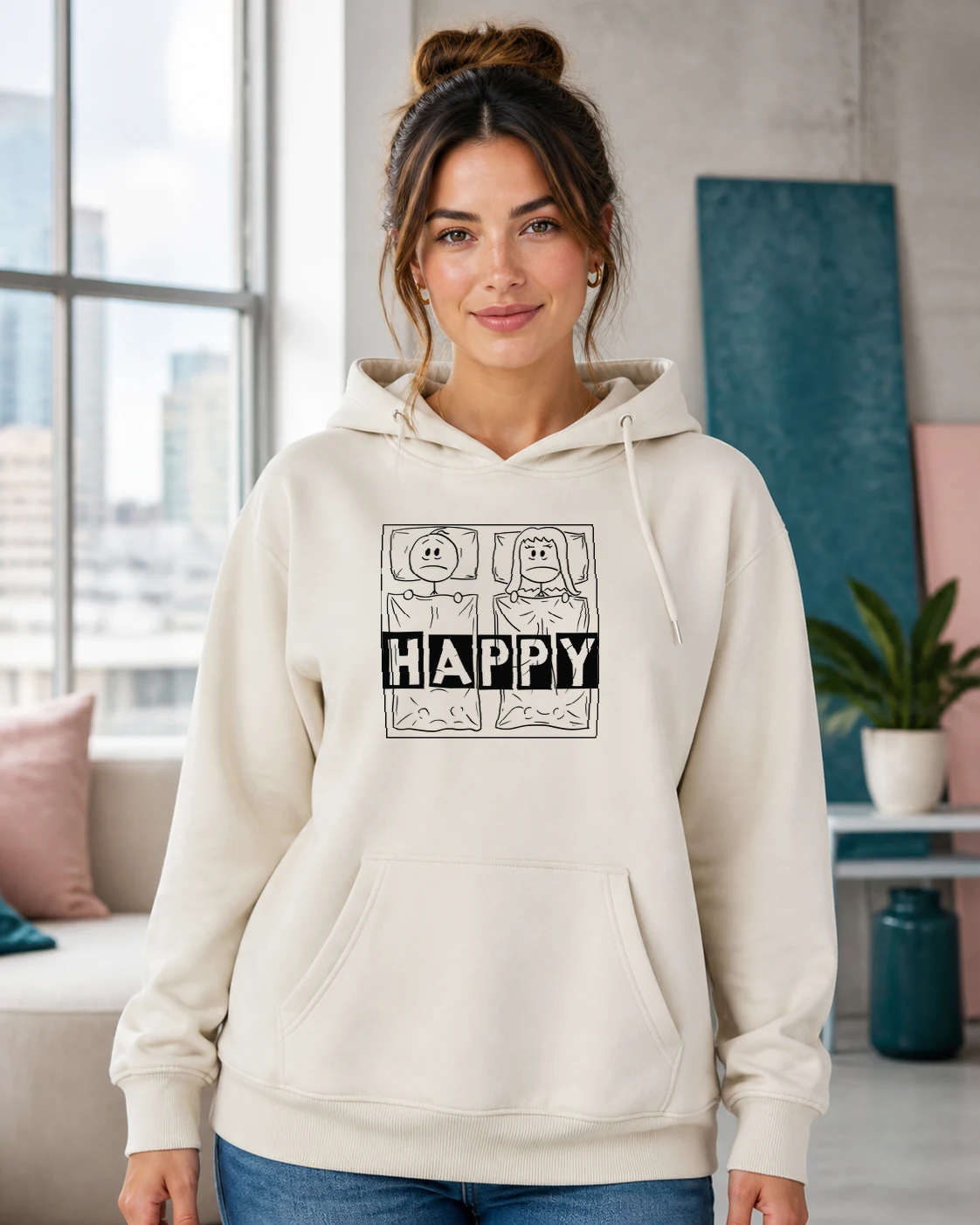 Happy Life realistisch auf einem Kleidungsstück