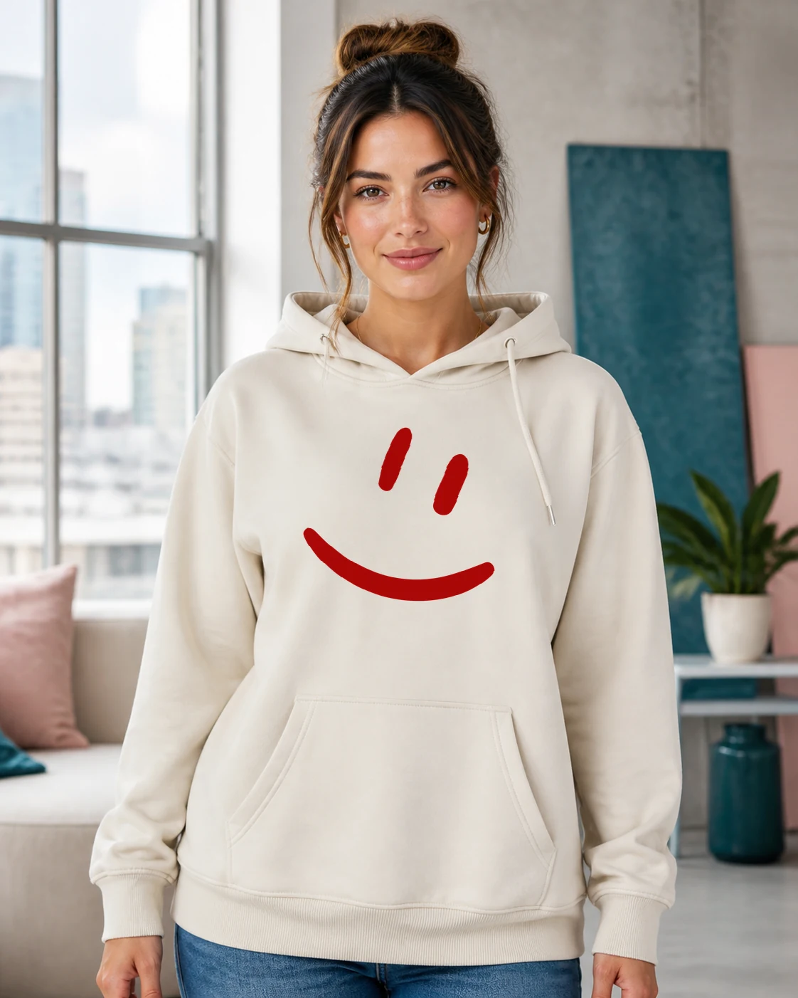 Smiley rot realistisch auf einem Kleidungsstück