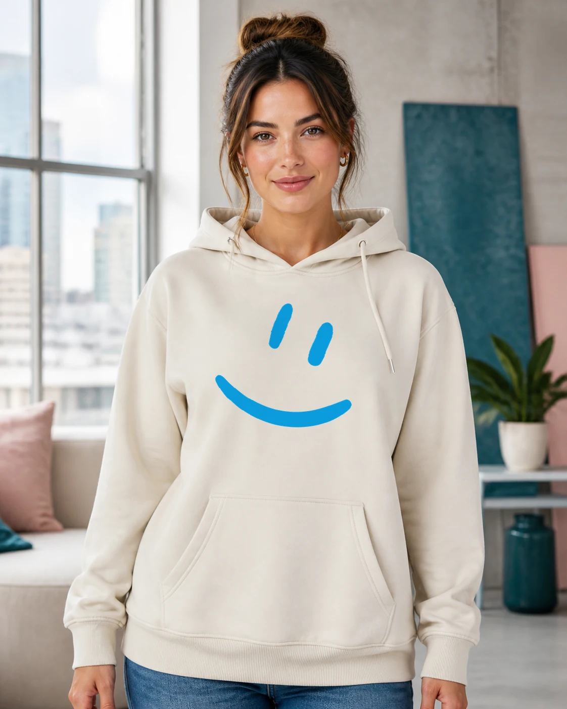 Smily blau – Classic realistisch auf einem Kleidungsstück