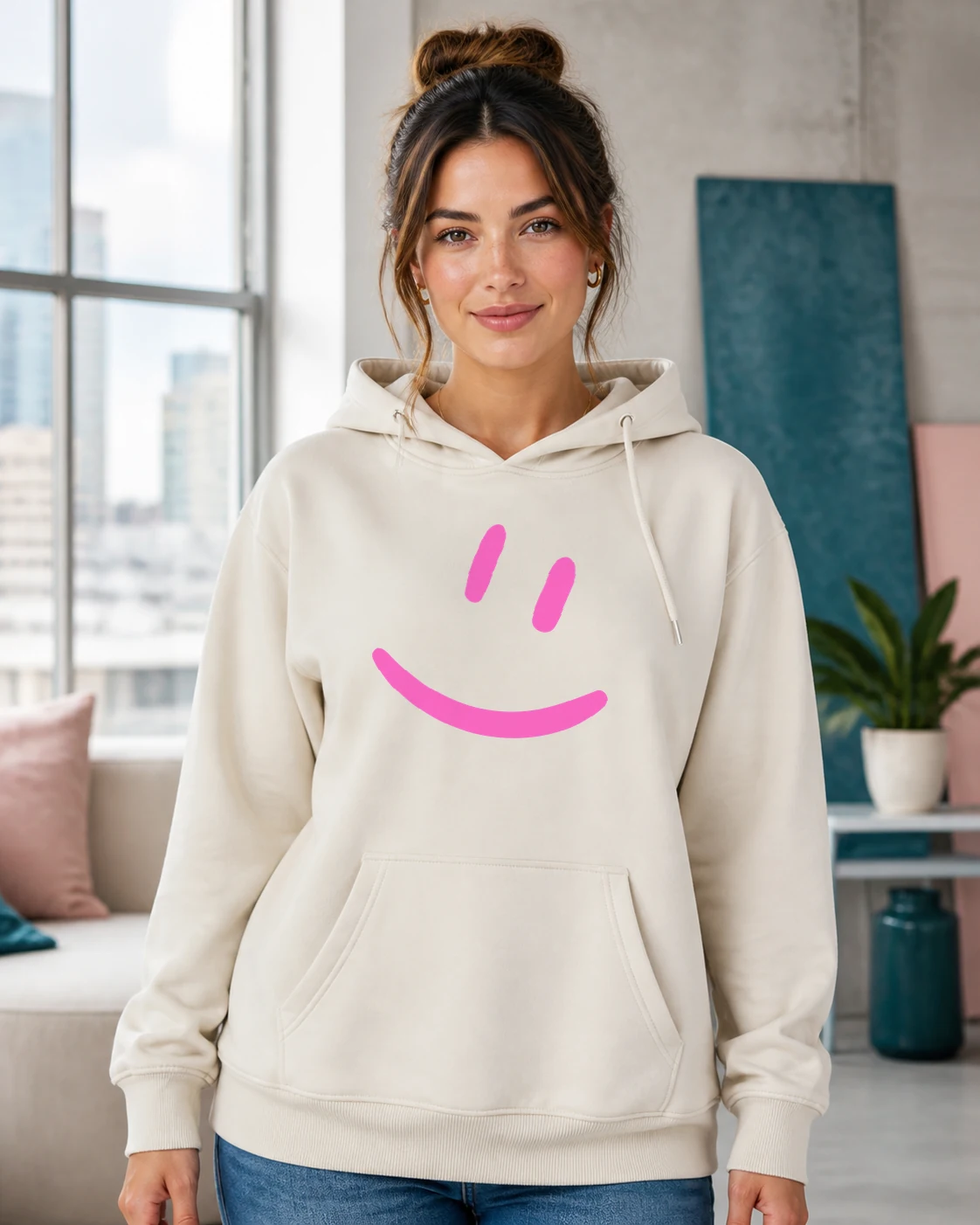 Smily pink realistisch auf einem Kleidungsstück
