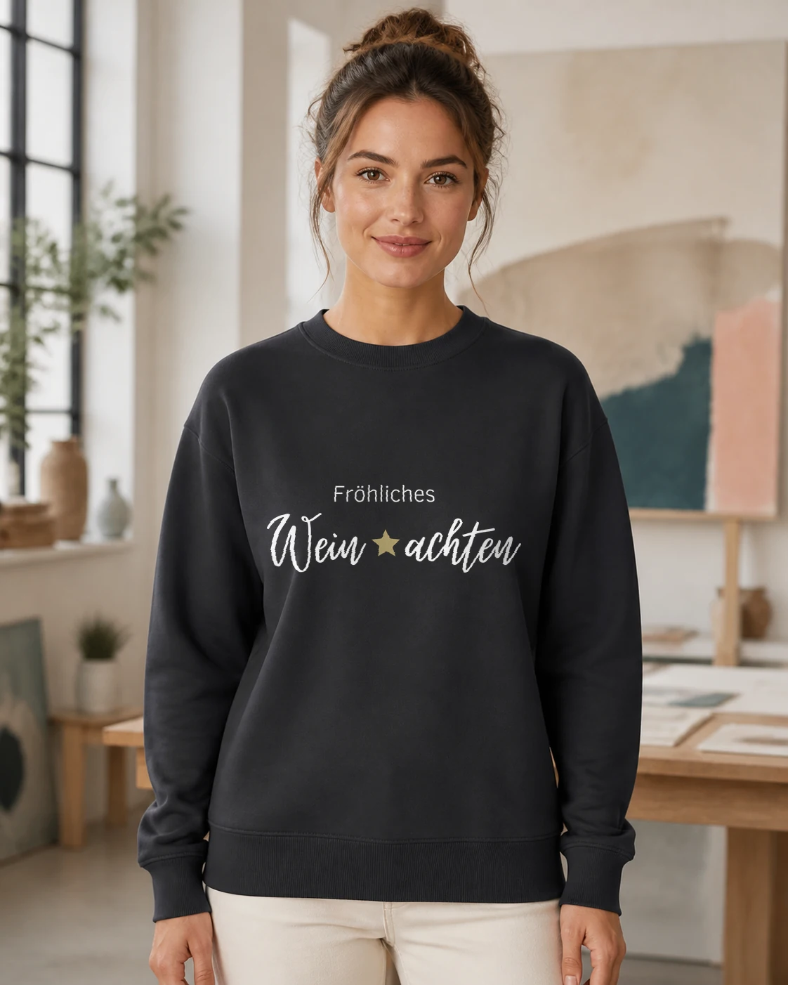 Weihnachten – Wein achten realistisch auf einem Kleidungsstück